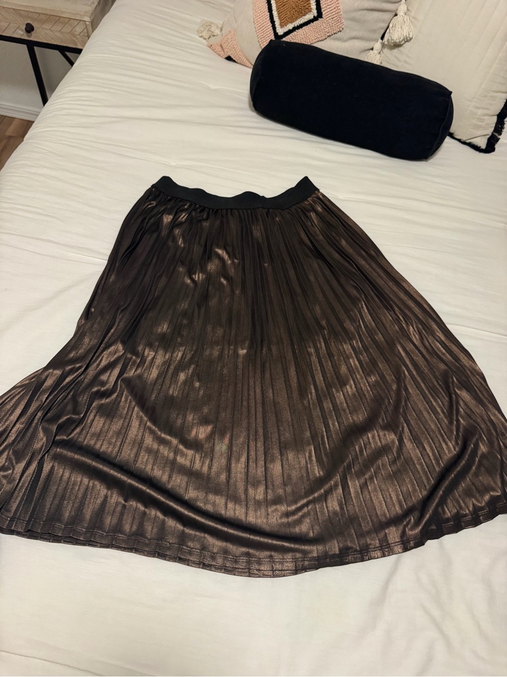 Metallic Brown Pleated Midi Skirt - Sanctuary